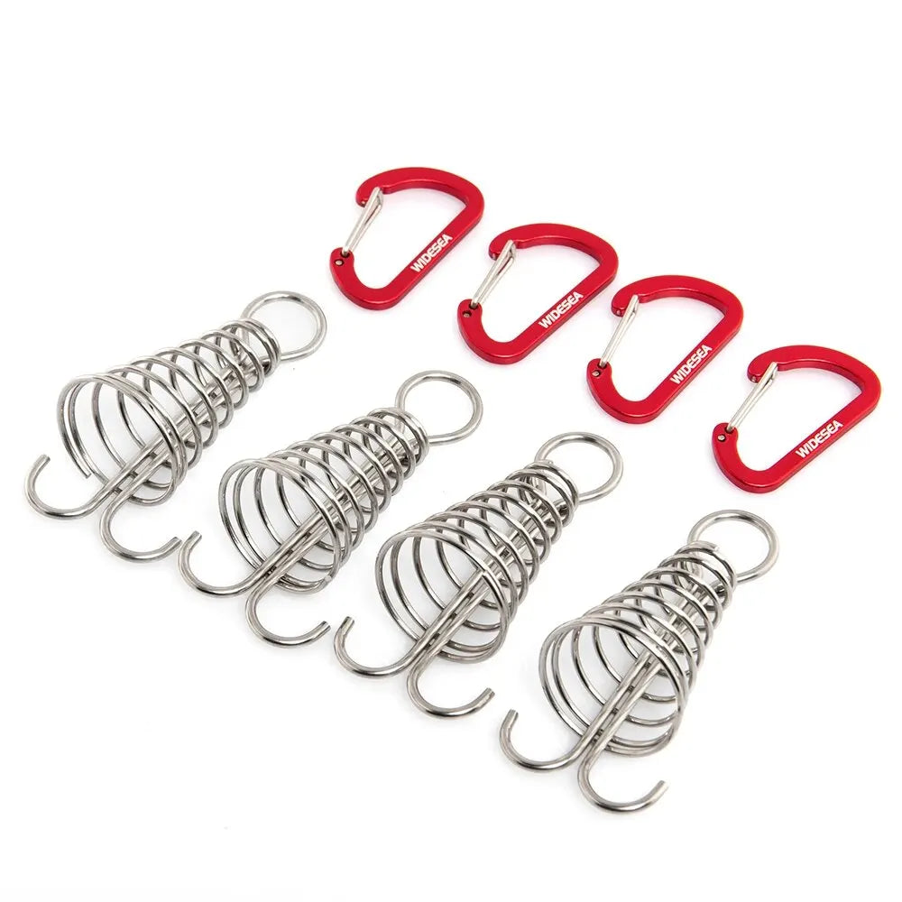 4-teiliges Camping Karabiner Set Spirale Fischknochen Zelt Haken