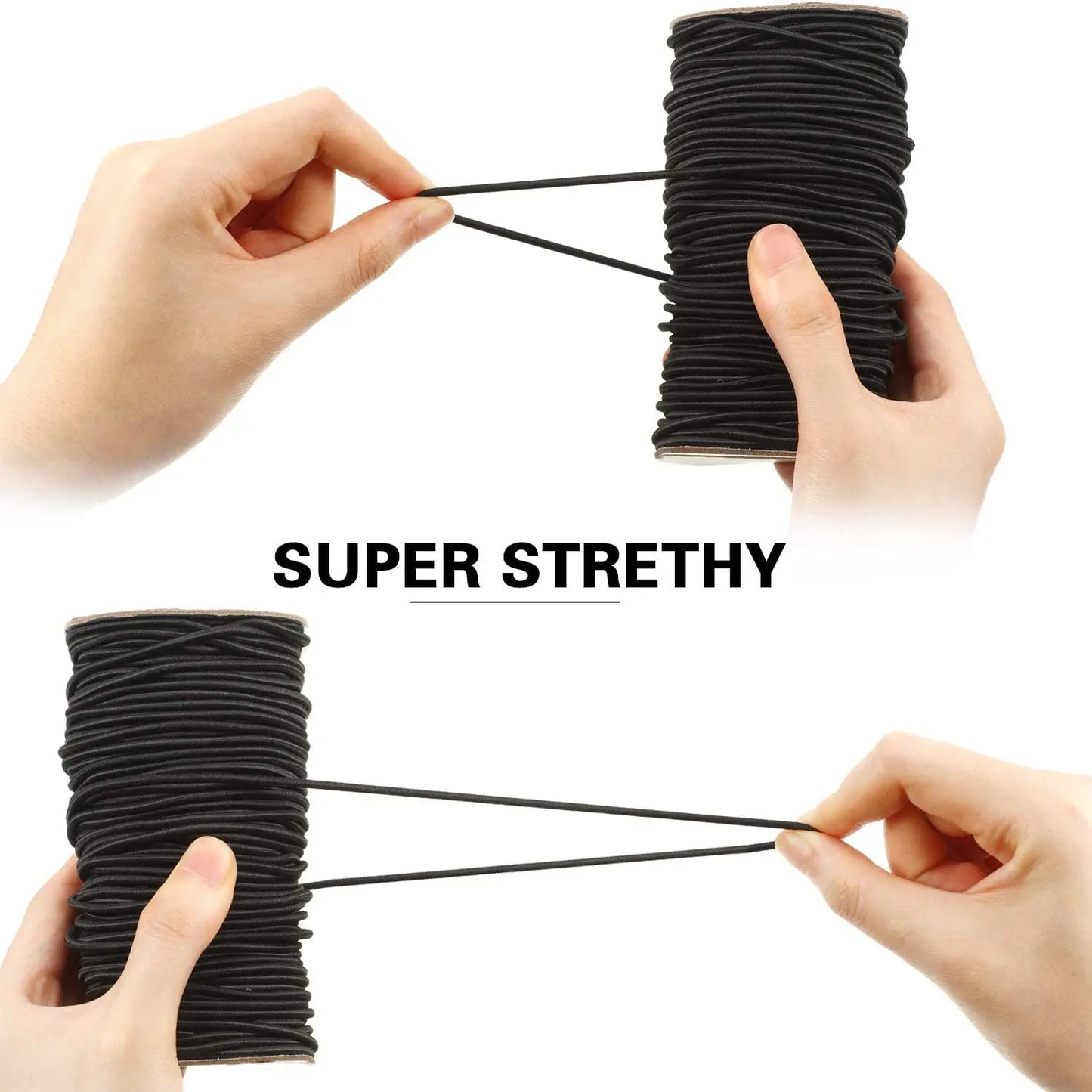 Robustes elastisches Gummiband rund 1-6 mm Weiß - Schwarz – Vielseitig - Stark