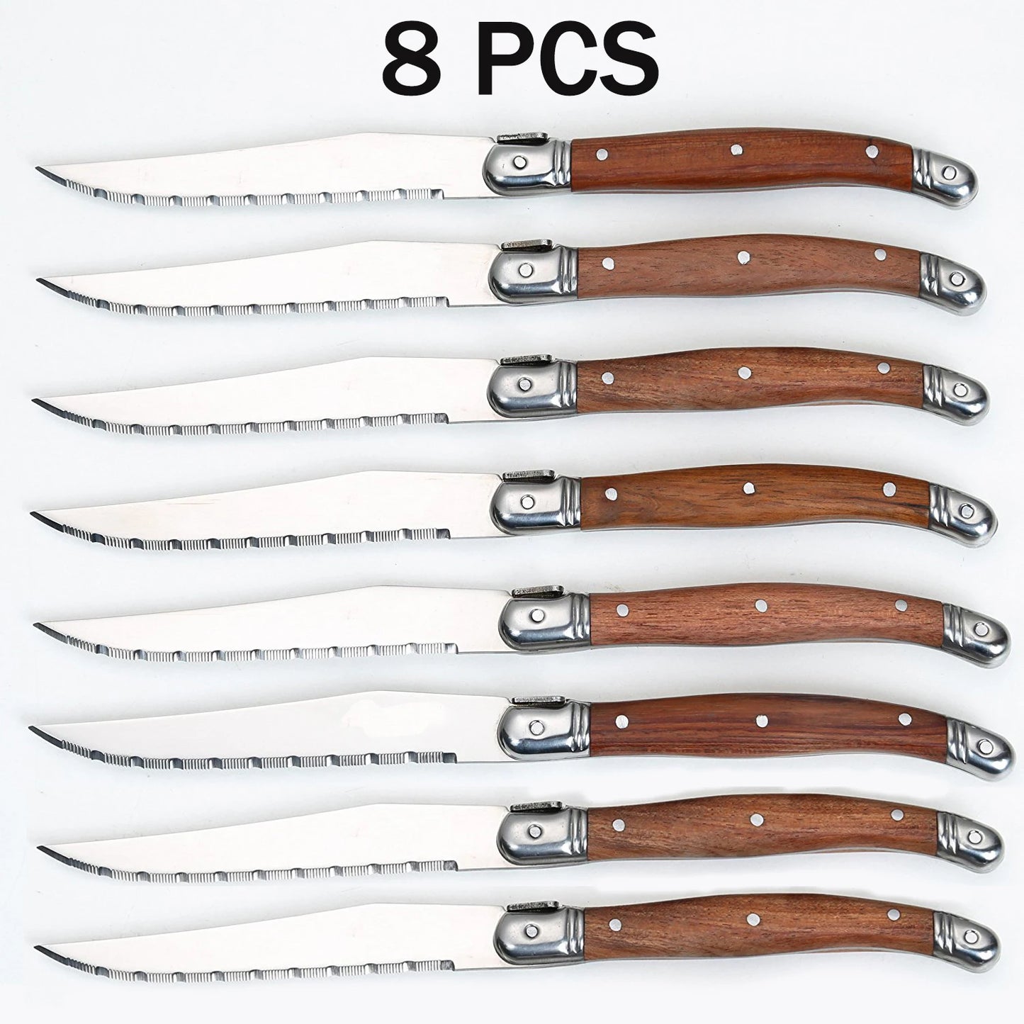 Gezahntes Steakmesser Set aus Edelstahl mit scharfem Griff für vielseitigen Einsatz
