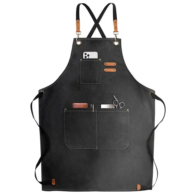 Ölbeständige Leinwand Schürze mit Taschen für Küche und Haushalt