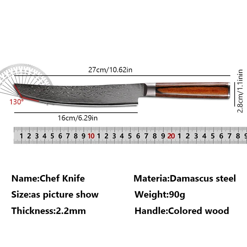 Damaststahl Kochmesser mit scharfer Klinge und ergonomischem Holzgriff