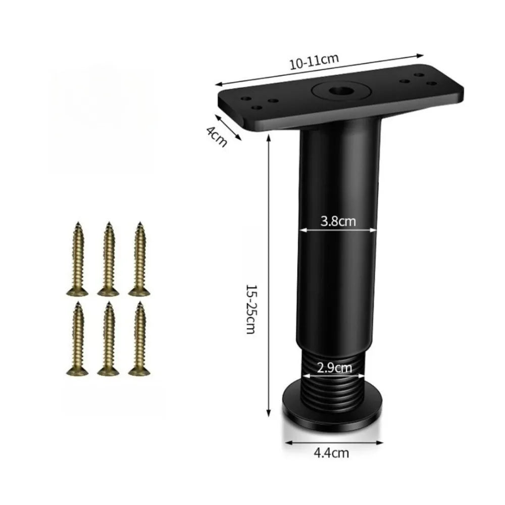 4er Set Metall Möbelstützbeine verstellbar 15 bis 25cm Schwarz Ersatz