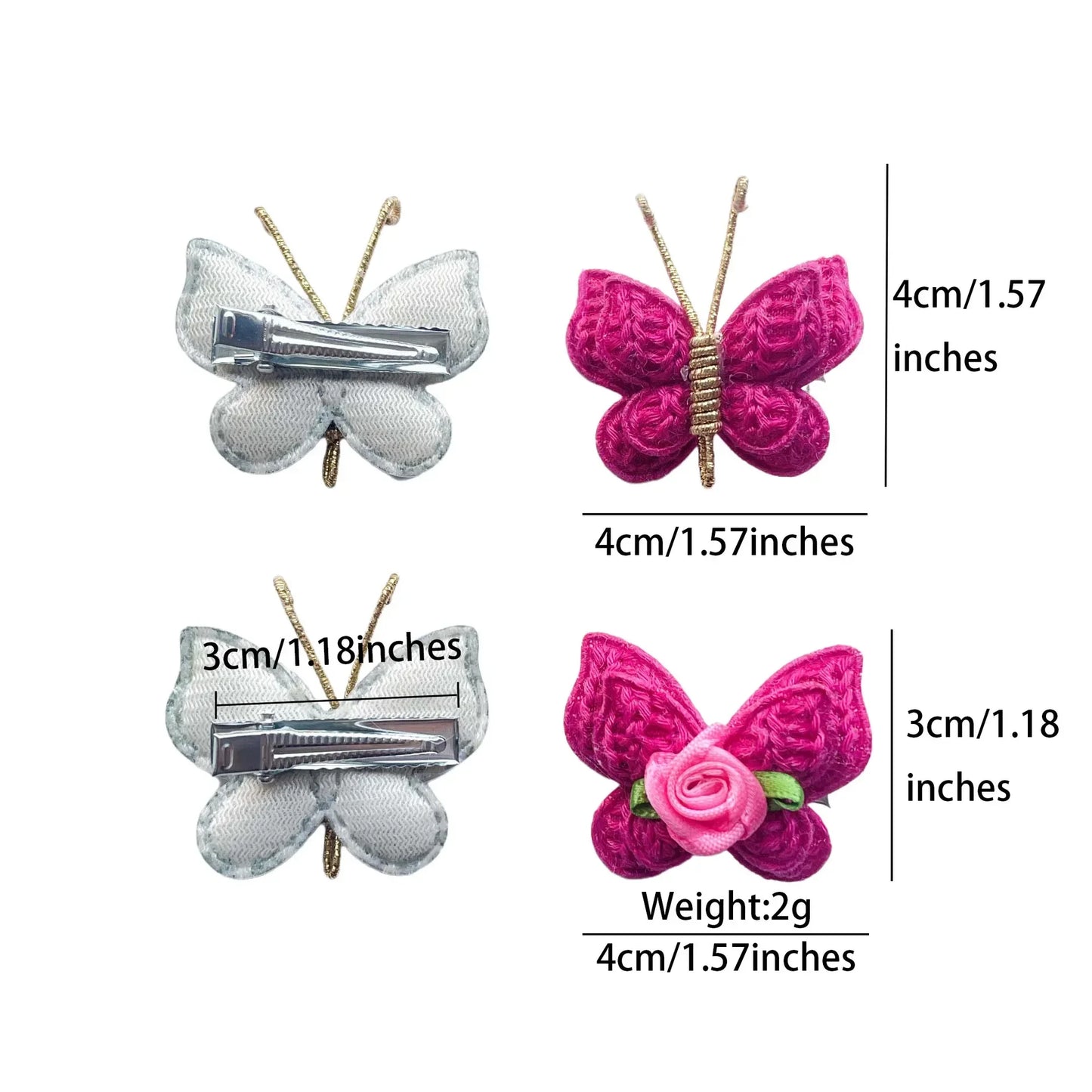 Handgefertigte Baby Haarspangen Set aus Wolle mit Schmetterlingsdesign