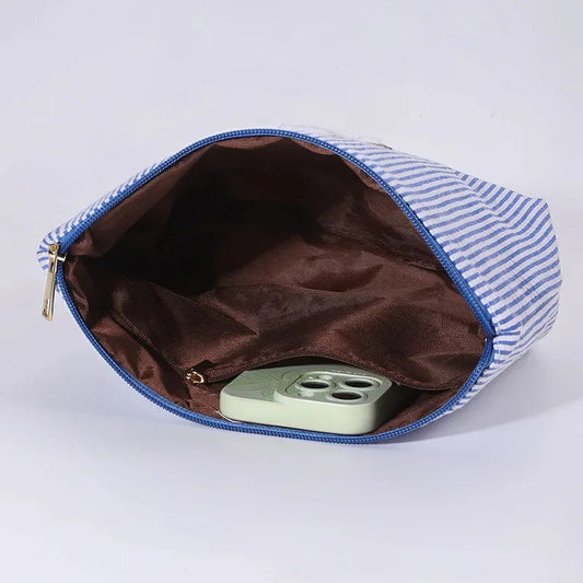 2-teiliges gestreiftes Kosmetiktaschen Set mit großer Kapazität Damen