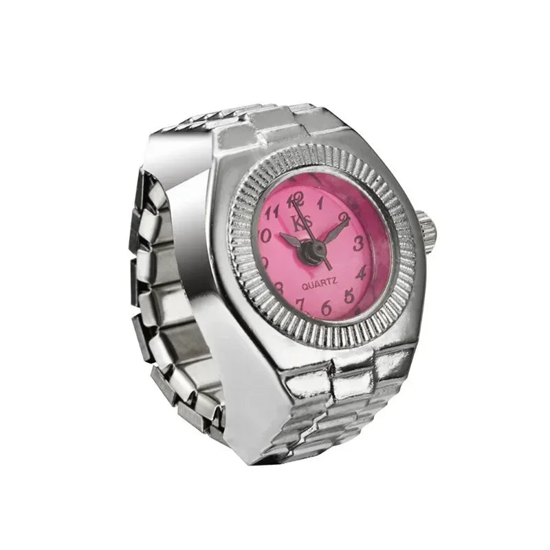 Mini Fingeruhr mit elastischem Band – Vintage Design für Damen - Herren