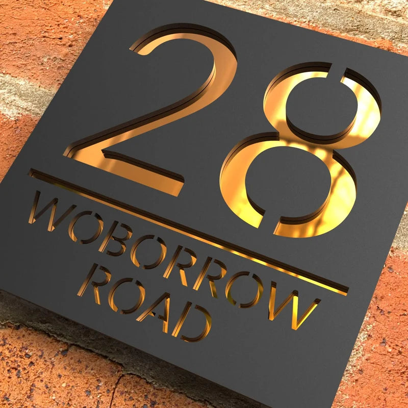 Personalisierte Acryl Hausnummernschilder mit modernen 3D Buchstaben Zahlen
