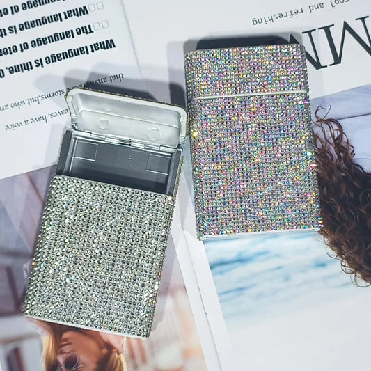 Elegantes personalisiertes Damen Zigarettenetui mit Diamantbesatz