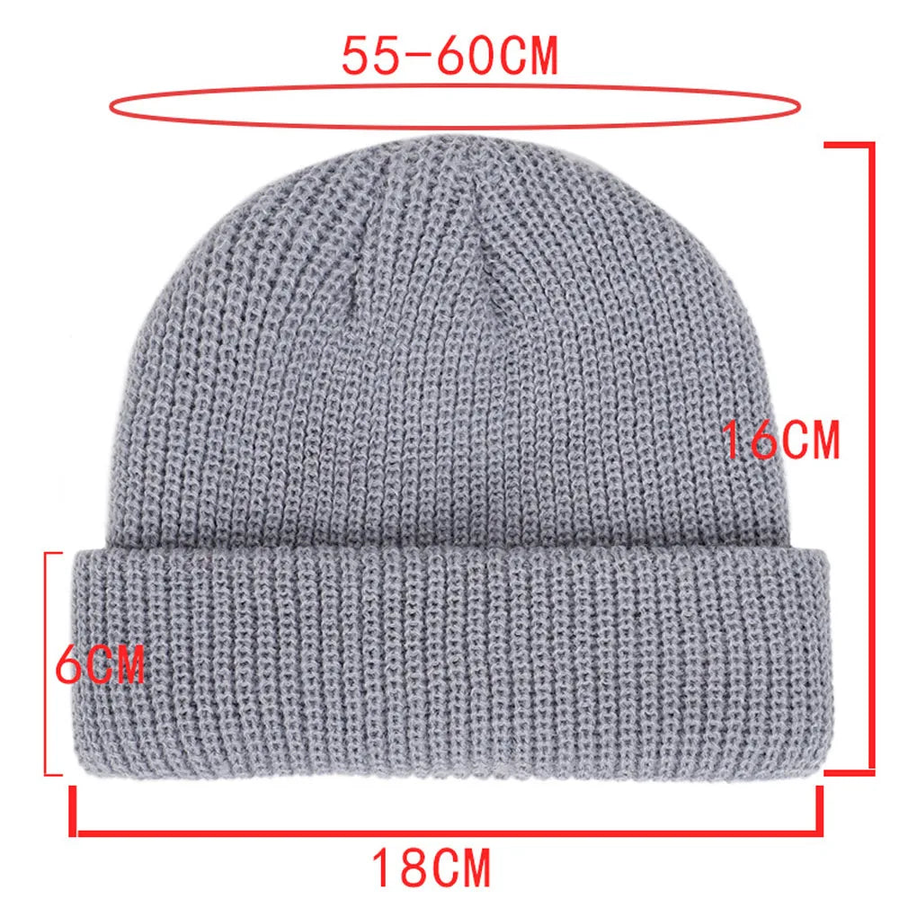 Elastische Unisex Winter Mütze Kurz Gestrickt Warm Beanie Kappe Erwachsene