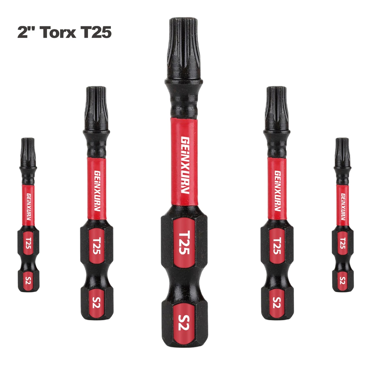 T25 Torx Power Bit Set, magnetisch, S2 Legierter Stahl, 2 Zoll