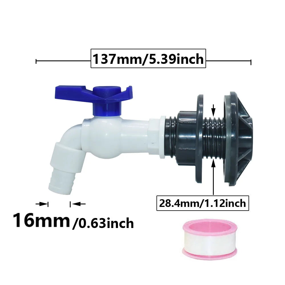 IBC Tank Wasserhahn Adapter mit Ventil für Gartenschlauch 15-16mm Schnellanschluss