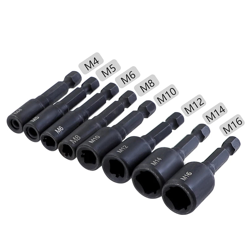 6-teiliges Gewindebohrer-Adapter-Set M4-M12, 1/4 Sechskantschaft, robust - präzise