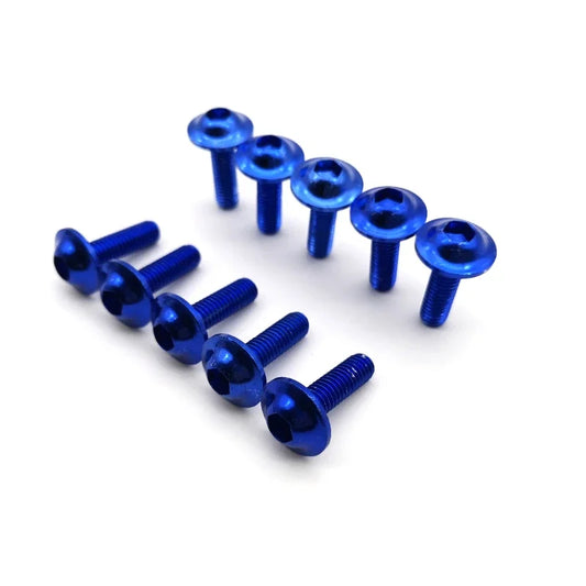 10x M5x15mm Aluminium Kappenkopf Schrauben Set Blau für Motorrad Zier