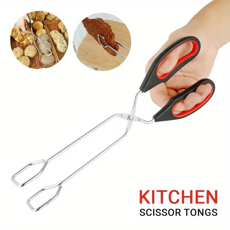 Vielseitige 3er-Grill-Scherenzangen aus Edelstahl mit rutschfestem Griffset