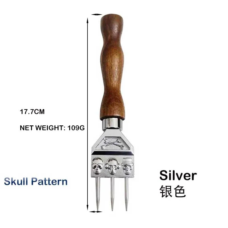 Drei-Zinken Schädel Eis Pick aus Edelstahl für Bar und Barkeeper