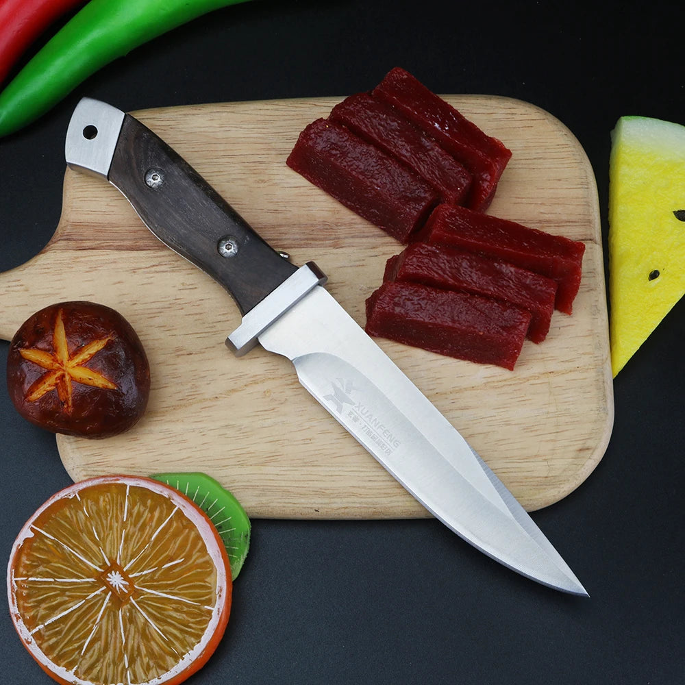 Kochmesser mit Holzgriff und scharfer Klinge aus langlebigem Stahl für vielseitiges Schneiden