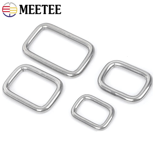 2 bis 10 Stück massive quadratische Ringschnallen aus Edelstahl 304