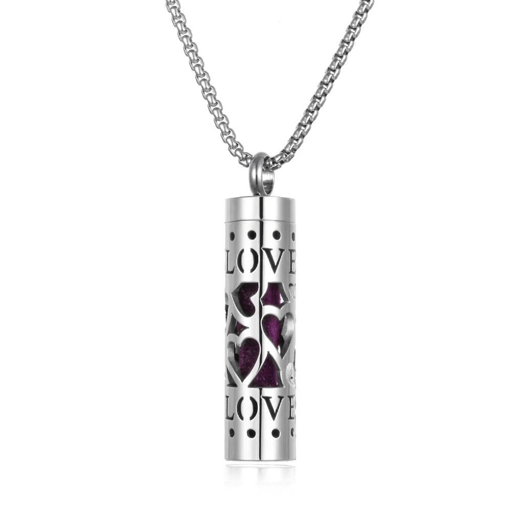 Edelstahl Aromatherapie Diffusor Halskette mit Liebe Motiv