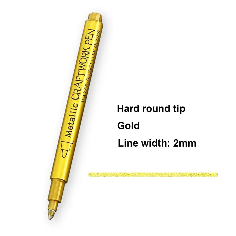 Glänzende Metallic Marker Gold - Silber – Permanente Pinselstifte für Kreative