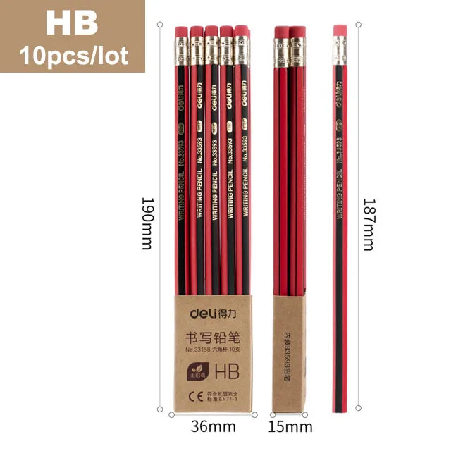 Präzises Schreiben - Zeichnen: 10/20/30-teiliges Holzbleistift-Set HB - 2B mit Radiergummi