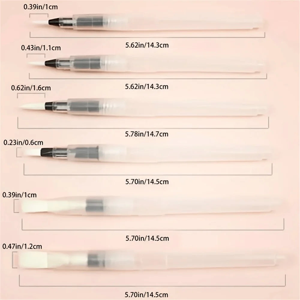 Nachfüllbares Aquarellpinsel-Stift-Set 3/6-teilig – sanft - vielseitig malen