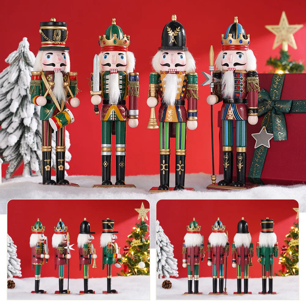 30CM Holz Nussknacker Soldat Puppe Vintage Weihnachten Dekoration