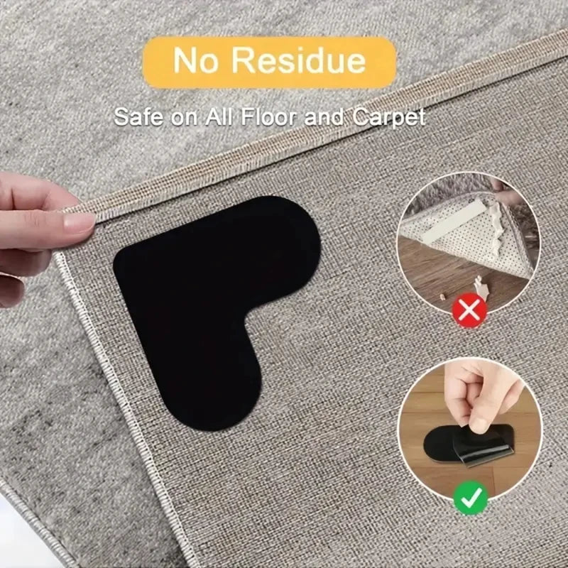 Maximaler Halt - Sicherheit: 4er Set rutschfeste Teppich-Patches aus PU-Material