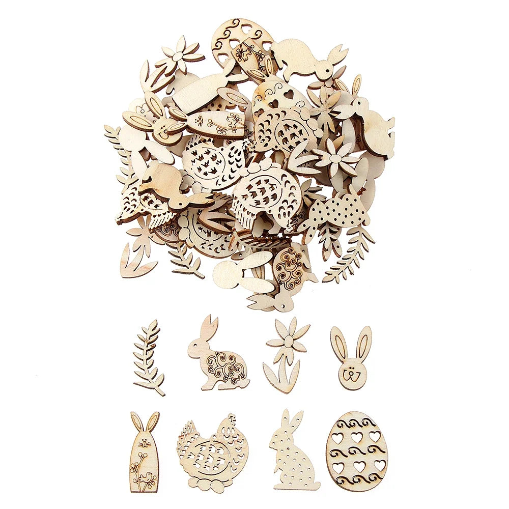 50-teiliges Set aus Holzornamenten für DIY Handwerk und Dekoration - Yabubest - Home & More