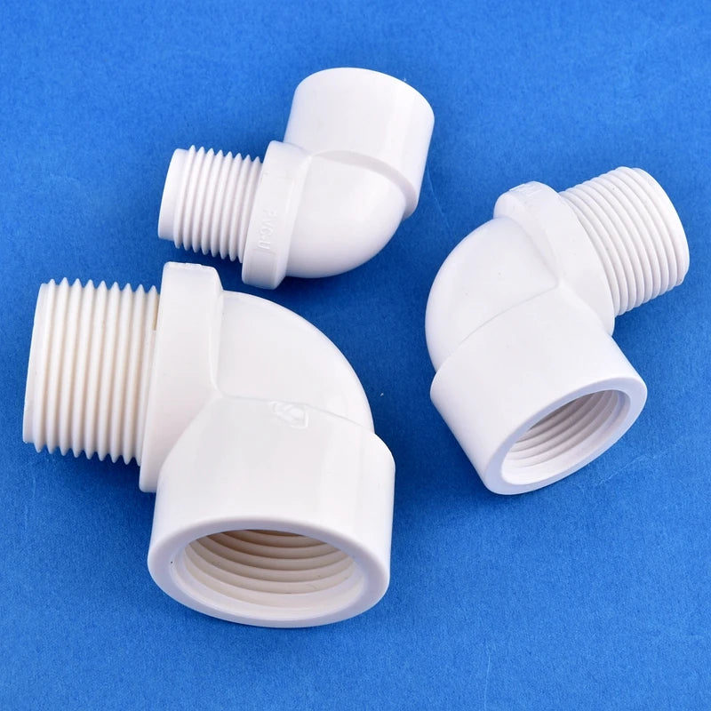 Robuster weißer PVC 90° Ellenbogen Stecker mit Außengewinde 1/2-1 für DIY - Garten