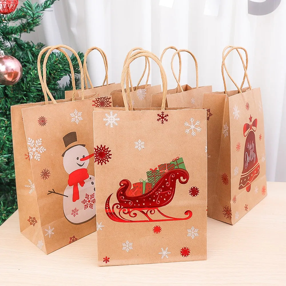 1-30 Stück Weihnachten Kraftpapier Taschen für Süßigkeiten und Geschenke