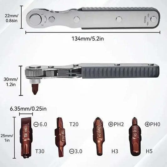 Kompakter bidirektionaler Ratschen Schraubendreher für Heimwerker