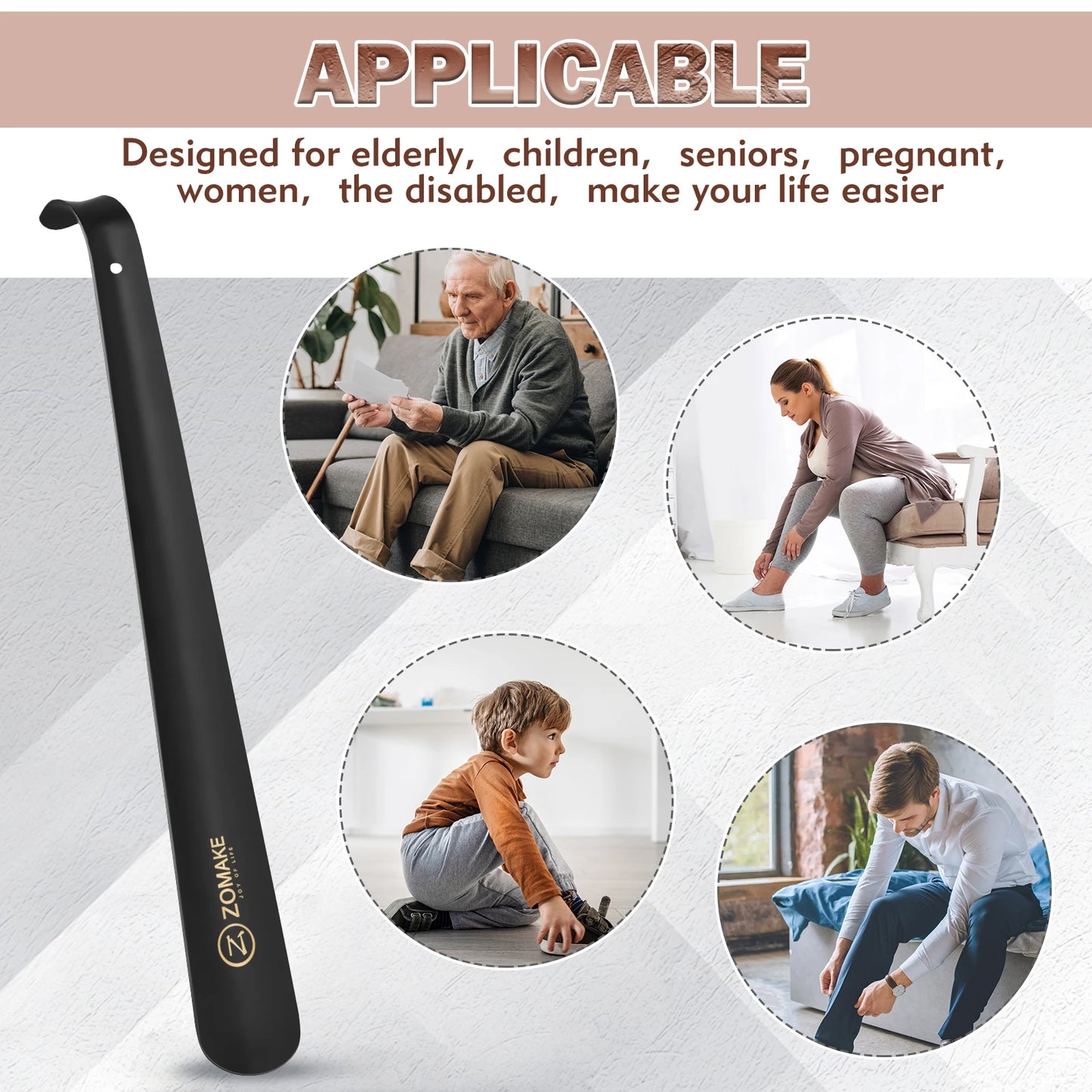 42cm Extra langer Metall Schuhlöffel Schuhheber aus Edelstahl flexibler Griff