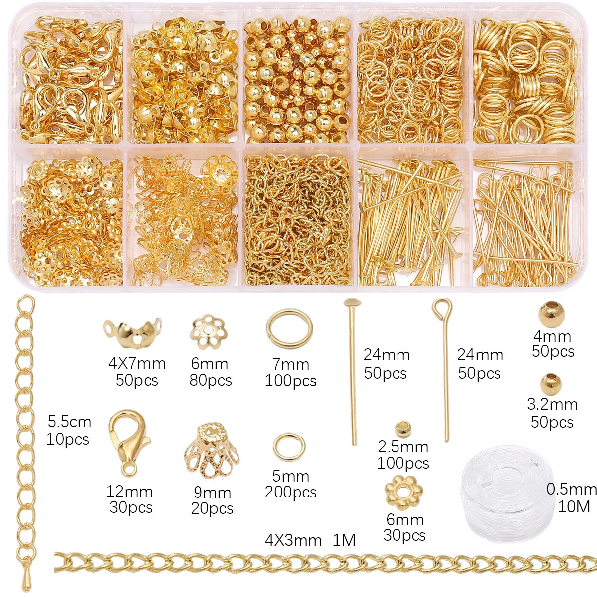 820-teiliges DIY Schmuckset mit Legierungsketten und Multi-Connector Verschluss