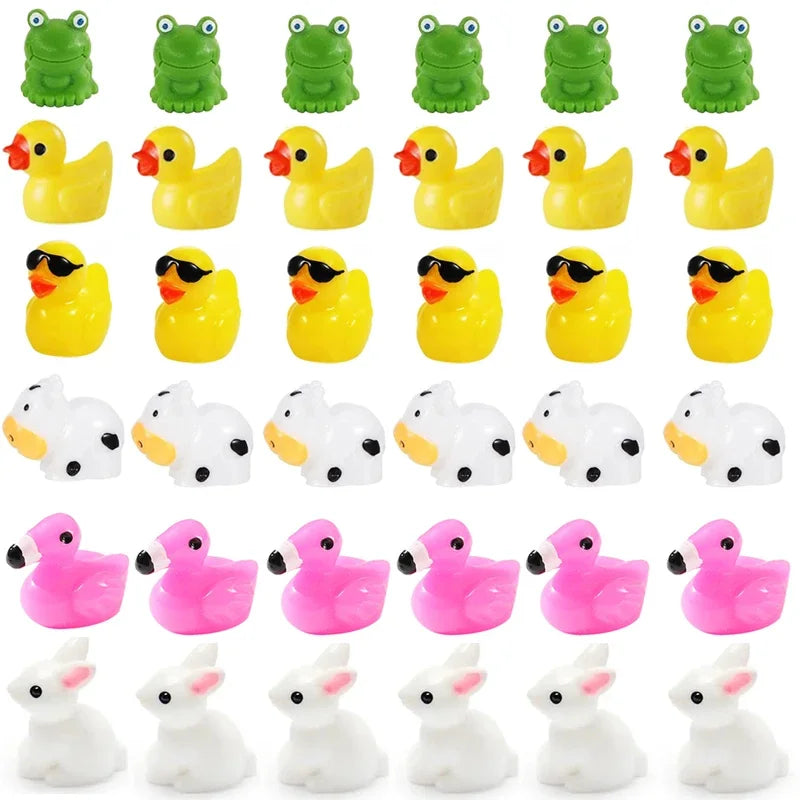 50-teiliges Set Mini Harz-Enten und Tiere für DIY Handwerk und Dekor