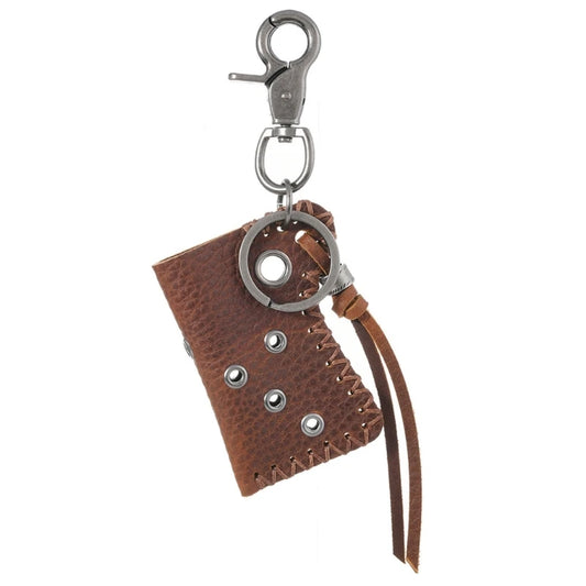 Lederschlüsselanhänger im Retro Stil mit robustem Edelstahlverschluss