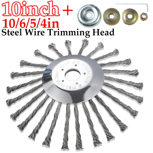 Universal Stahldraht Bürstenkopf 10 6 5 4 Zoll für Garten Unkrautentfernung