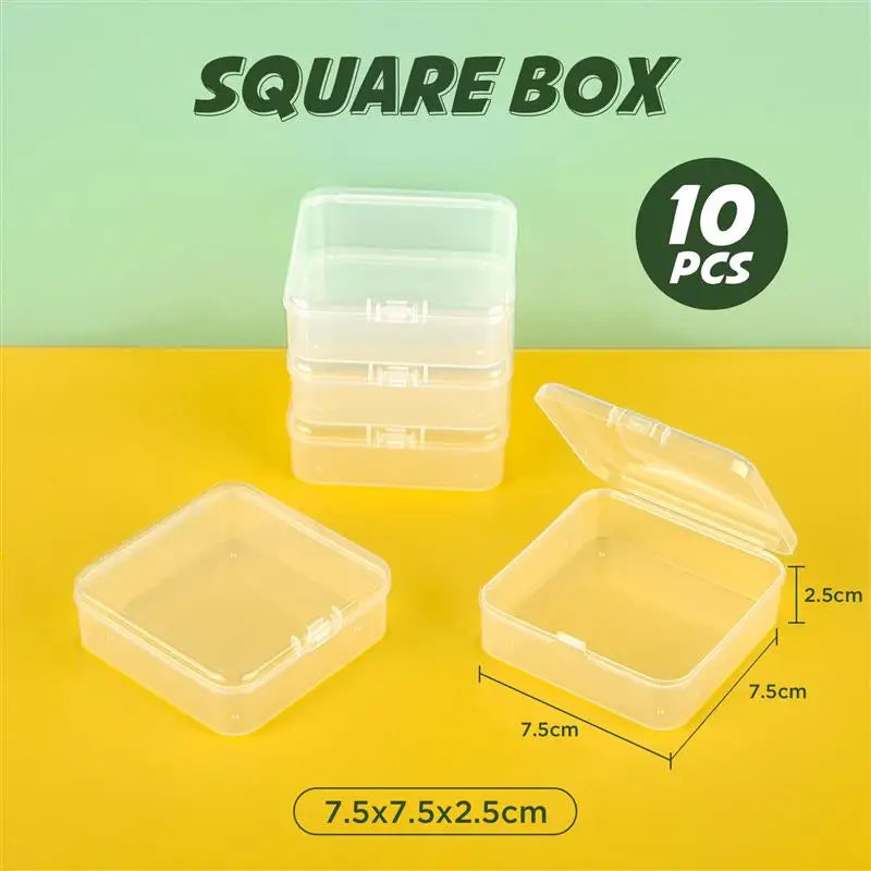 10x Rechteckige Kunststoffboxen transparent zur Schmuck und Kleinteil Lagerung