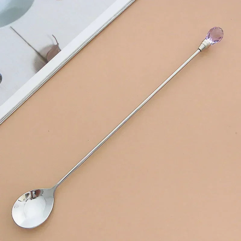 Elegantes 4er-Set Edelstahl-Diamant-Kaffeelöffel 18 cm – Perfekt für Kaffee & Dessert