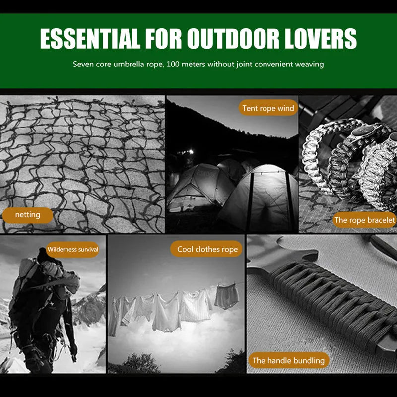 7-Kerne Paracord 4mm – extrem robust, 550 lb Bruchfestigkeit, 5-30m Länge