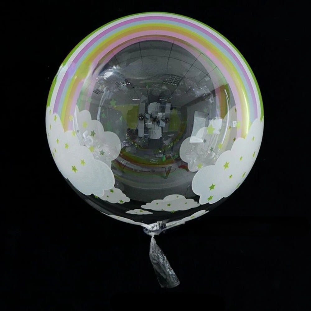 5er Set bedruckte Bobo-Bälle mit Regenbogenmotiv für Party & Dekor