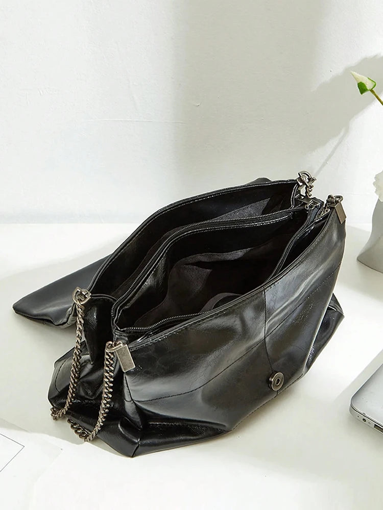 Große Ketten-Umhängetasche Damen 31x21x11 cm – stilvoll - praktisch für Alltag