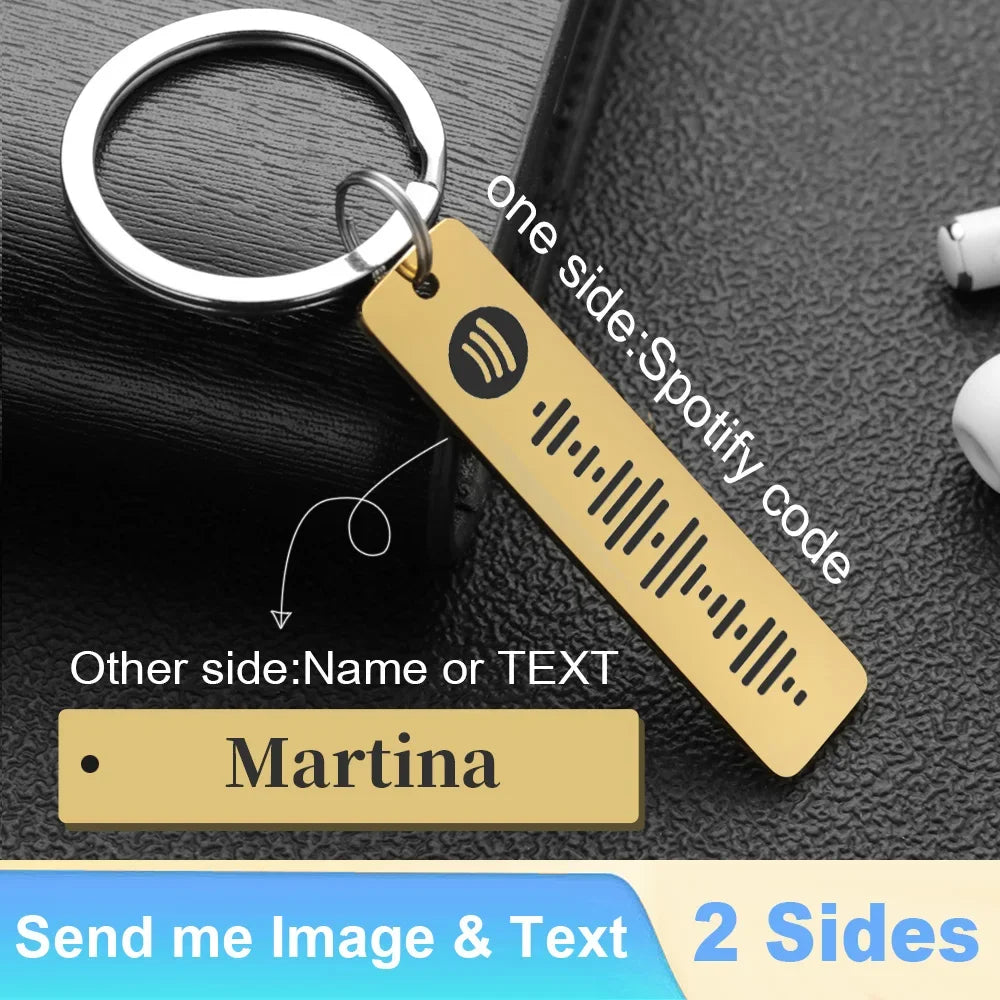 Personalisierter Spotify-Code Schlüsselanhänger gravierbar silber