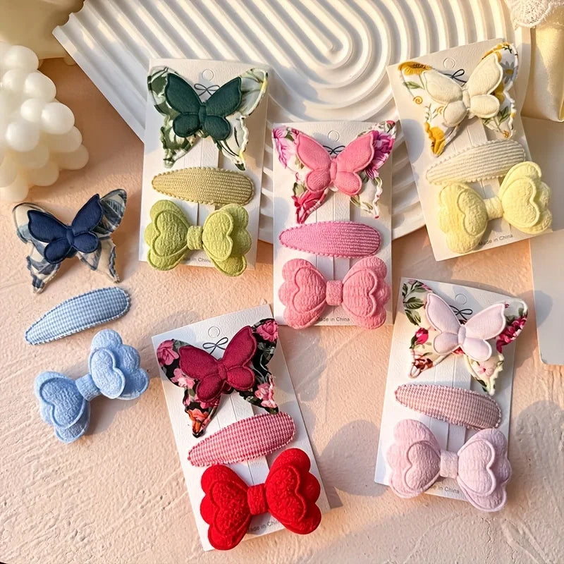 Bunte Doppel-Schicht Schmetterling Haar Clips für Mädchen