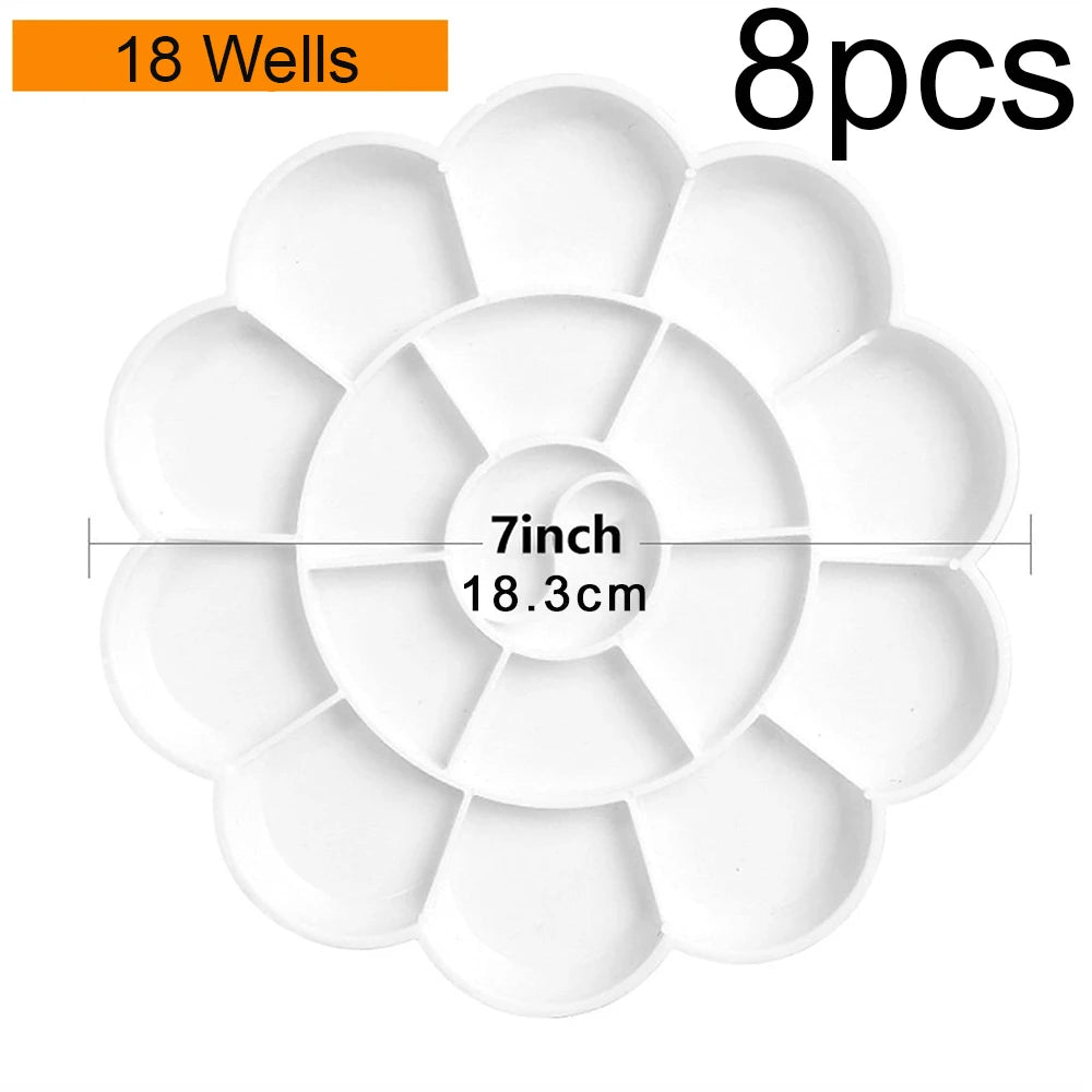 Vielseitiges 8er-Set weiße Kunststoff-Farbpaletten – ideal für Aquarell - DIY