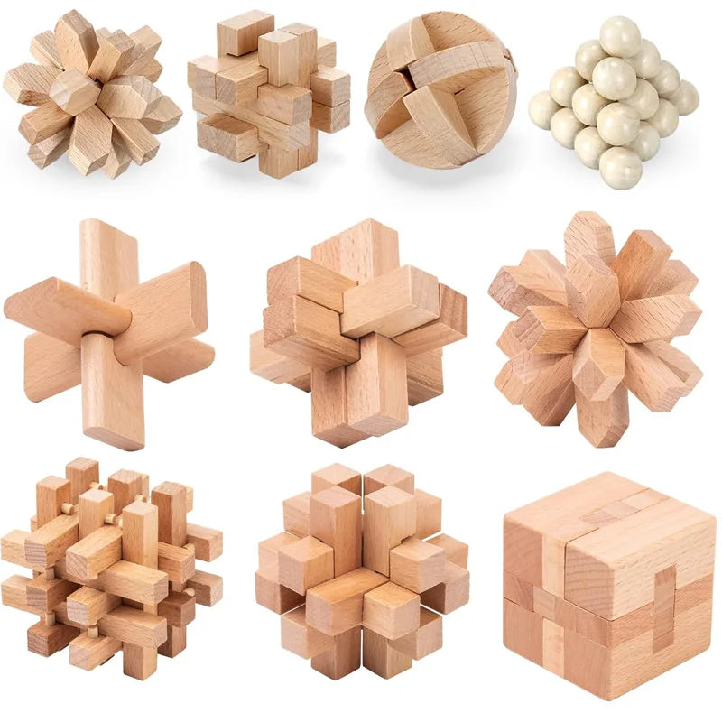 3PCS LuBan Lock Holz Puzzle IQ Brain Teaser für Erwachsene und Kinder