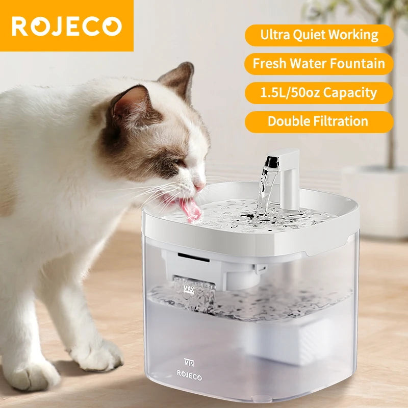 Frisches Trinkwasser garantiert: Leiser 1,5L Katzen- - Hunde-Wasserbrunnen mit Filter