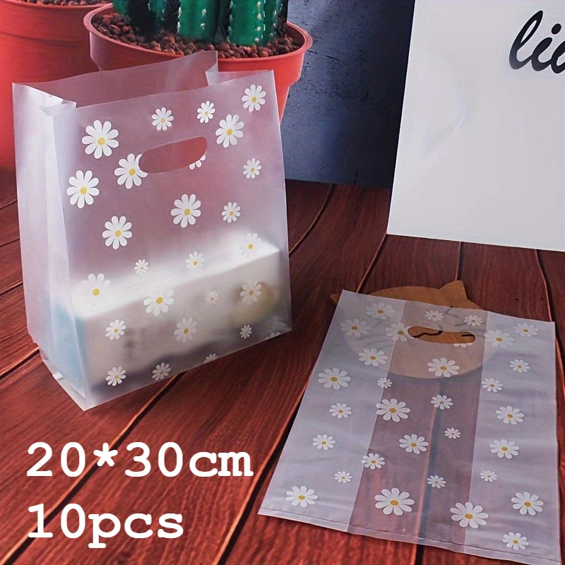 Transparente wiederverwendbare Einkaufstaschen mit Gänseblümchen Motiv 10 50 Stück