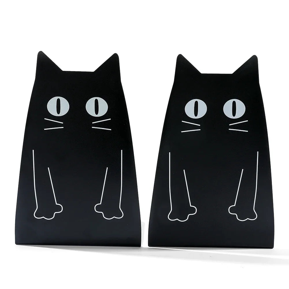 Schwarze Katzen-Buchstützen aus Metall für Schüler und Lehrer