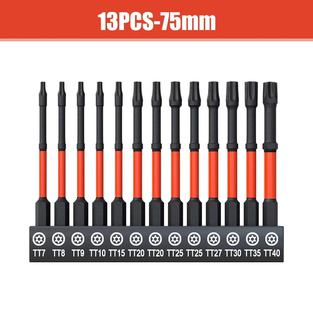 Vielseitiges 13-teiliges Schlag-Inbus Bit Set H1,5-H8 aus robustem S2 Stahl
