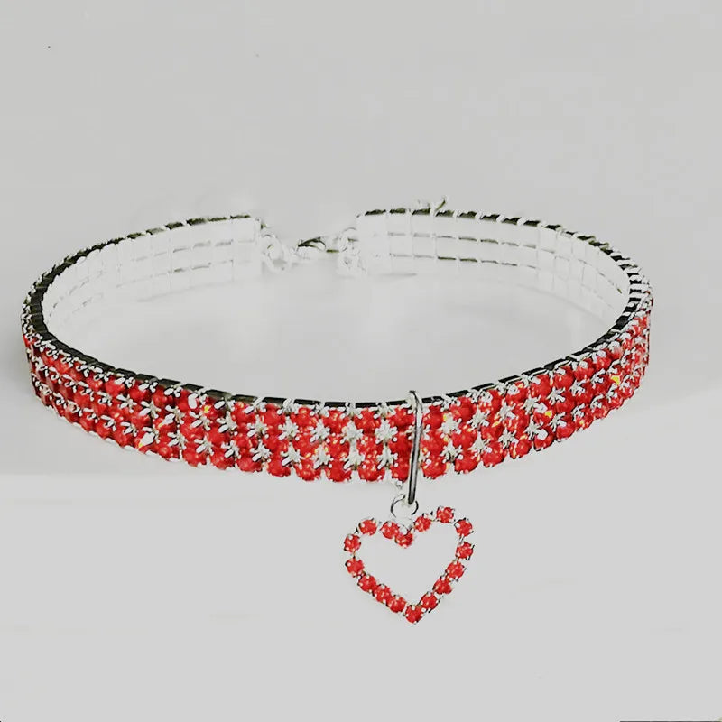 Elastisches Metall-Haustierhalsband mit Strass – Stilvoll - Verstellbar