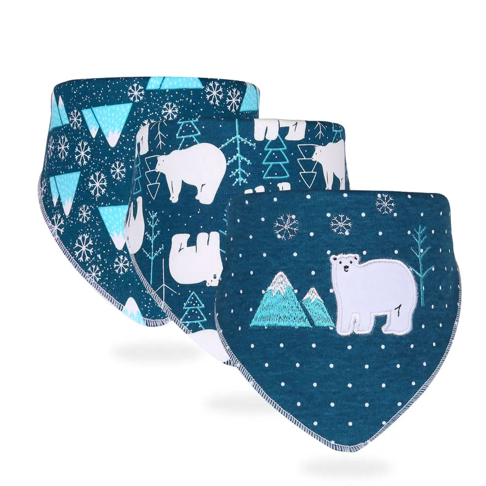 Sanfte Babypflege garantiert: 3er Set Baumwoll Bandana Lätzchen mit Tierprint
